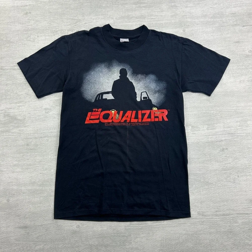 Vintage 1985 The Equalizer Shirt Size Medium Black Stedman CBS TV Drama